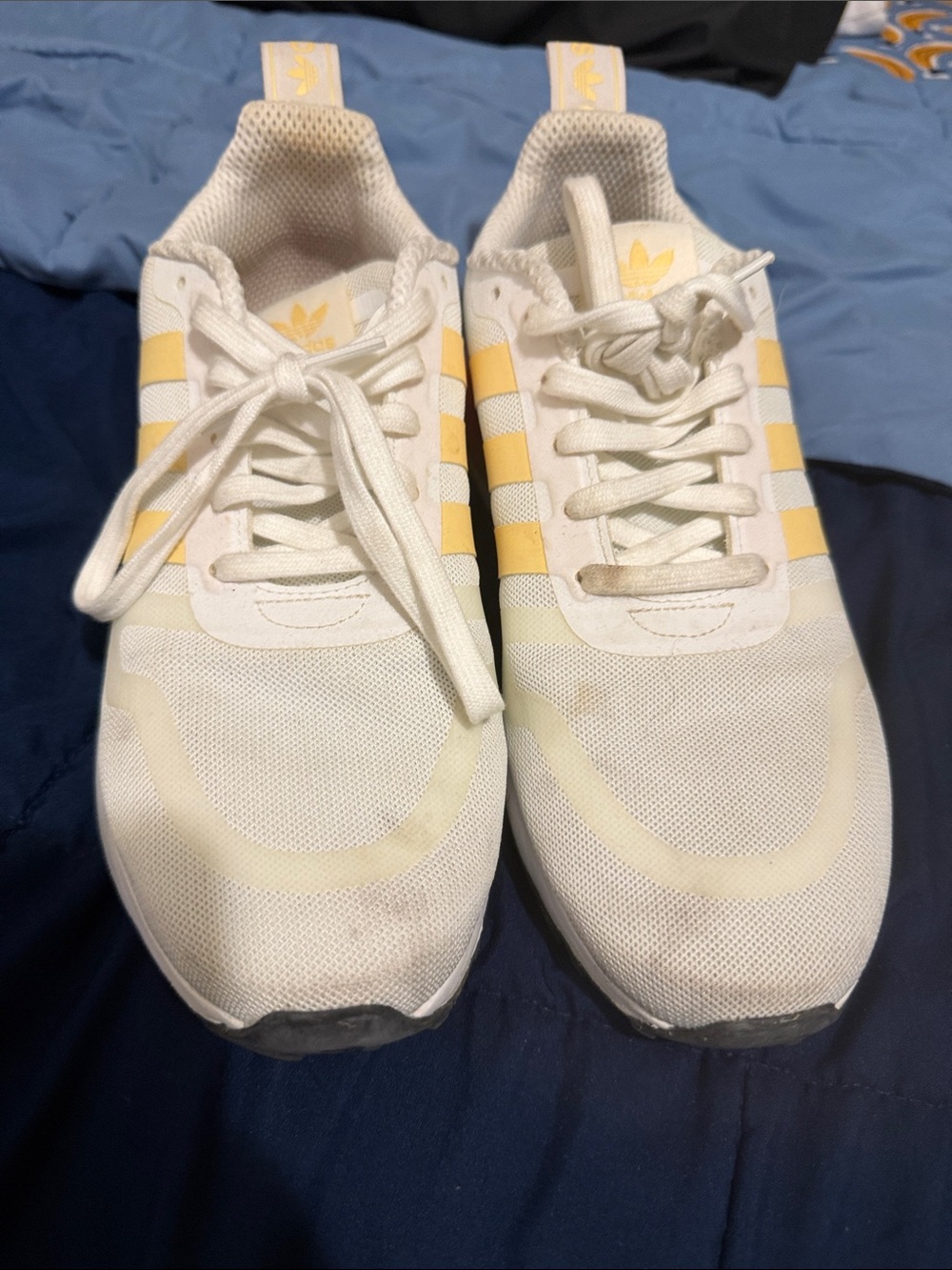 adidas White Sneakers with Pale Yellow Accents